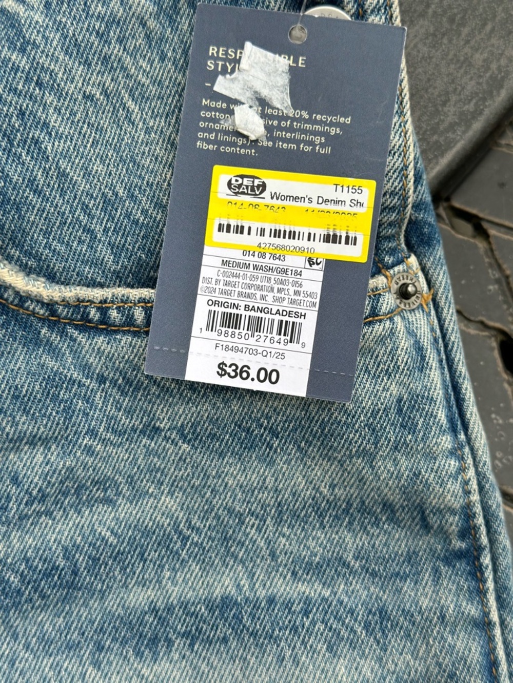 Universal Thread Blue Denim Distressed Overall Shorts Front Back Pockets - Picture 6 of 11